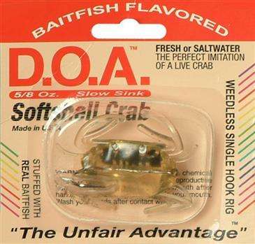 D.O.A. D.O.A Clear Flavored Softshell Crab Fishing Lure - Natural Sink Rate