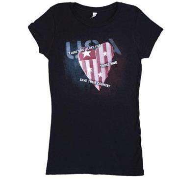 Fox Outdoor Baby Ribbed Women'S Heart Flag T-Shirt Fox Outdoor Baby Ribbed Women'S Heart Flag T-Shirt