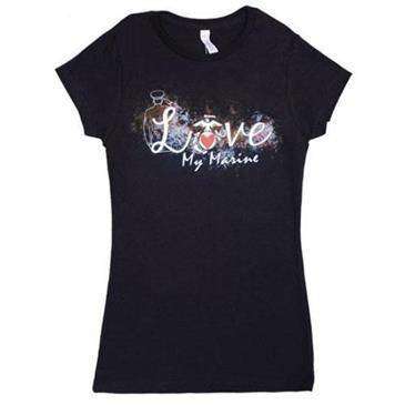 Fox Outdoor Black Love My Marine Women'S Cotton Tee Shirt Fox Outdoor Black Love My Marine Women'S Cotton Tee Shirt