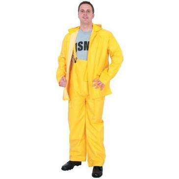 Generic Yellow Mens 3 Piece Industrial Rainsuit XX-Large - Made Of PVC Laminated To Clot